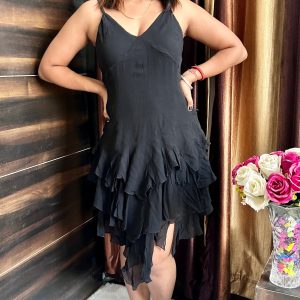 Ruffle Dress in Black - Image 3