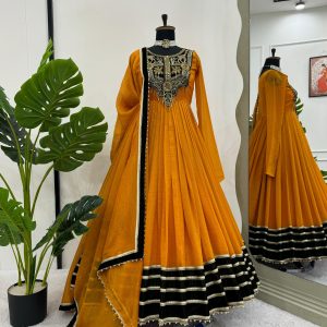 Gold Crush with Velvet Anarkali - Image 2