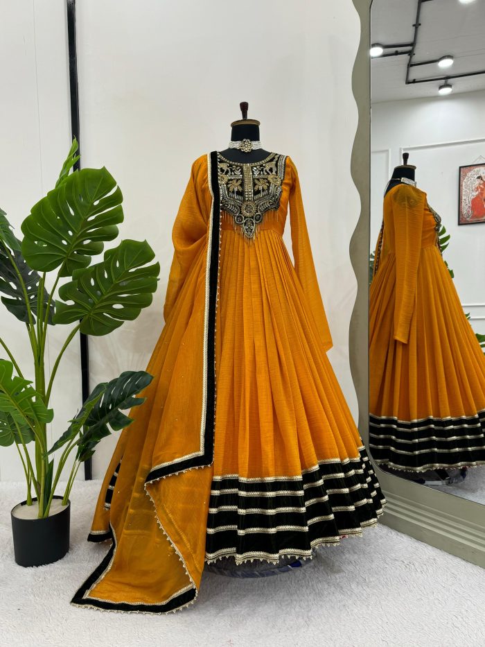 Gold Crush with Velvet Anarkali - Image 2