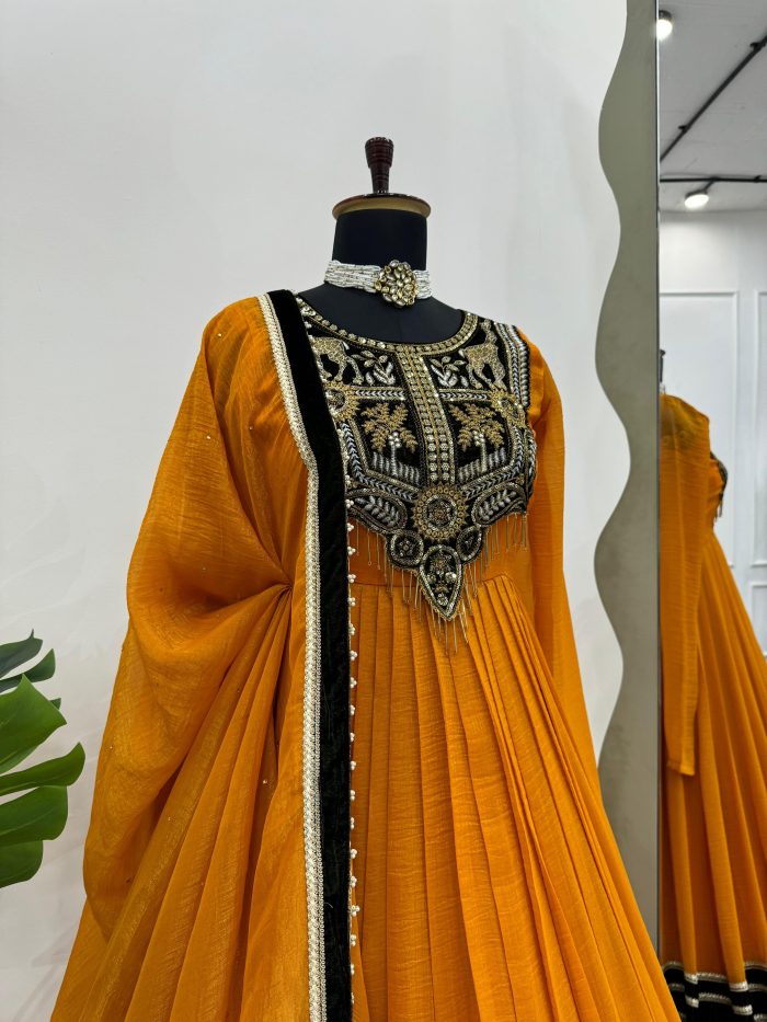 Gold Crush with Velvet Anarkali - Image 4