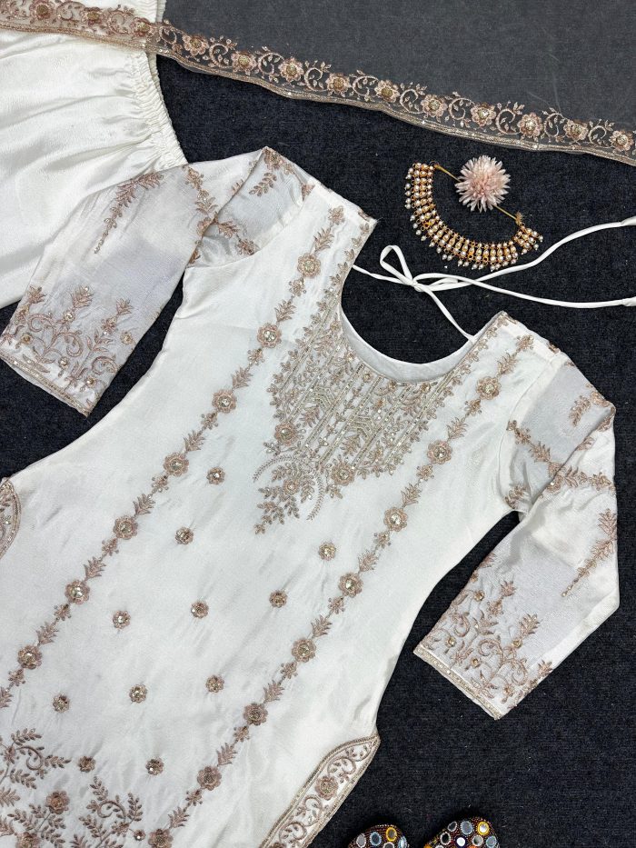 Designer Sharara Set in White - Image 10