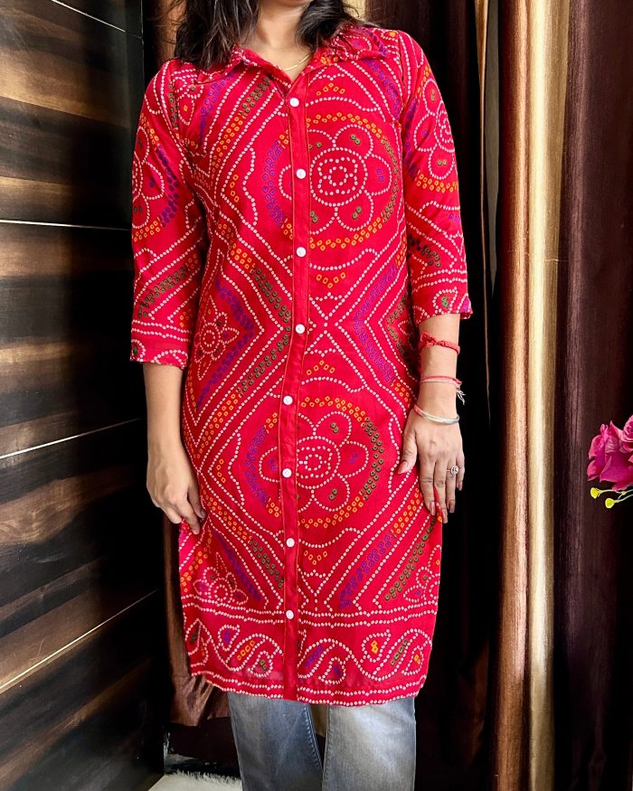 Basic Bandhej Kurta - Image 2