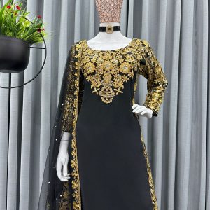 Black Gold Designer Kurta Set - Image 5