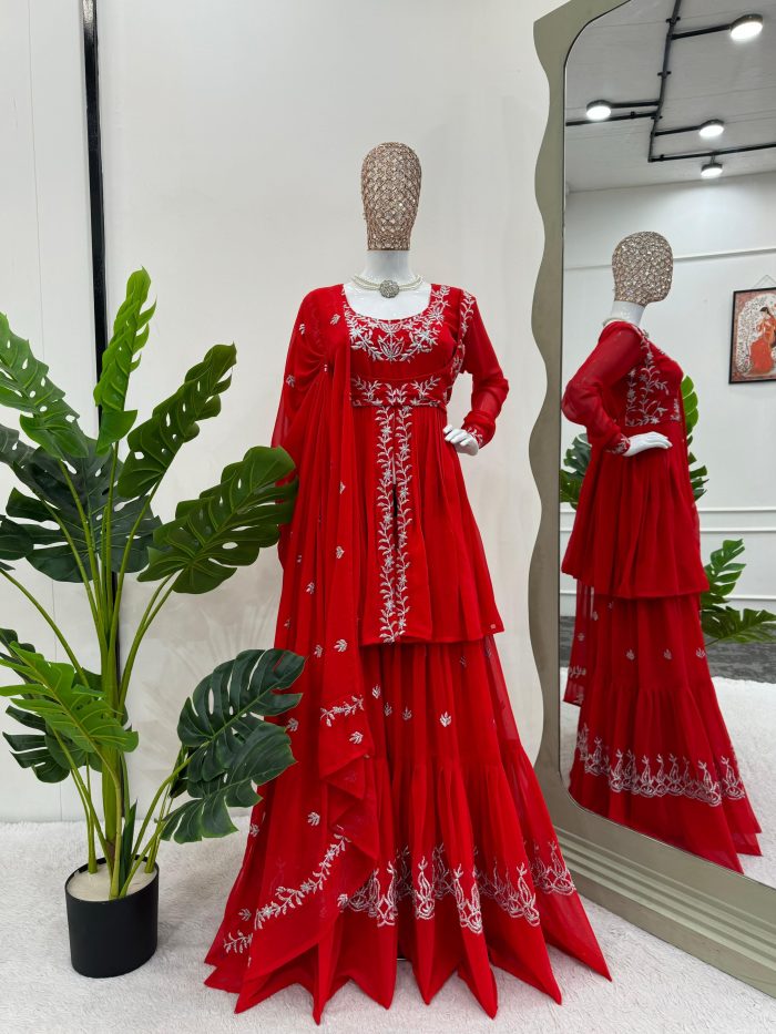 Red Sharara Set - Image 2