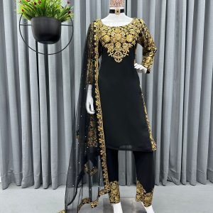 Black Gold Designer Kurta Set - Image 6