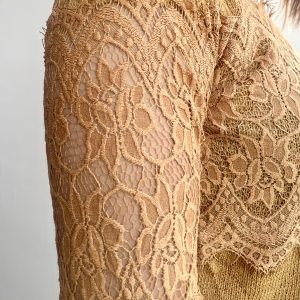 Mustard Lace Embellished Knitted Top - Image 3
