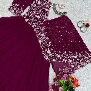 Half Cape Anarkali Gown - Image 6