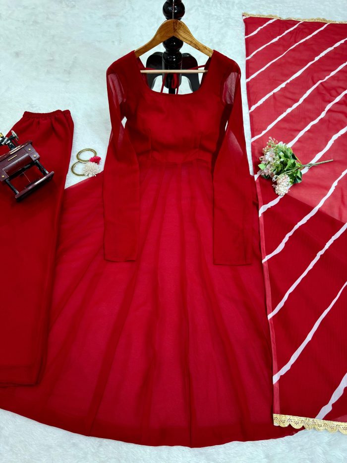 Red Anarkali Set - Image 10