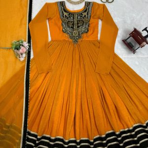 Gold Crush with Velvet Anarkali - Image 10