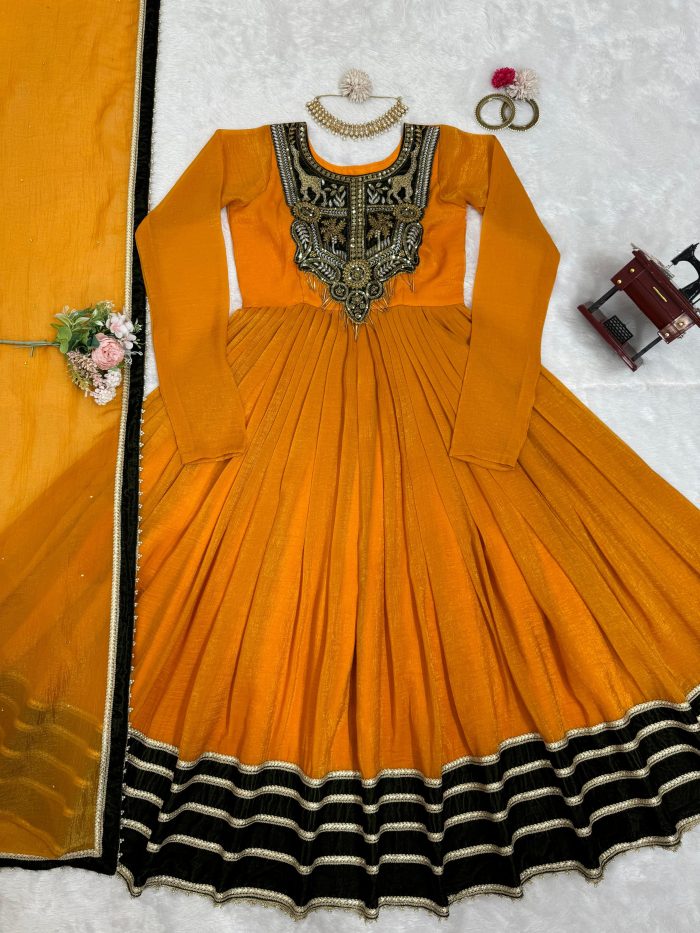 Gold Crush with Velvet Anarkali - Image 10