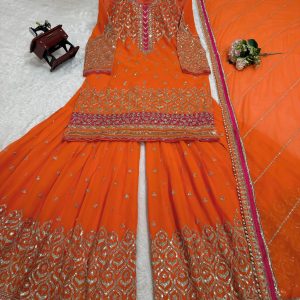 Orange Sharara Set - Image 7