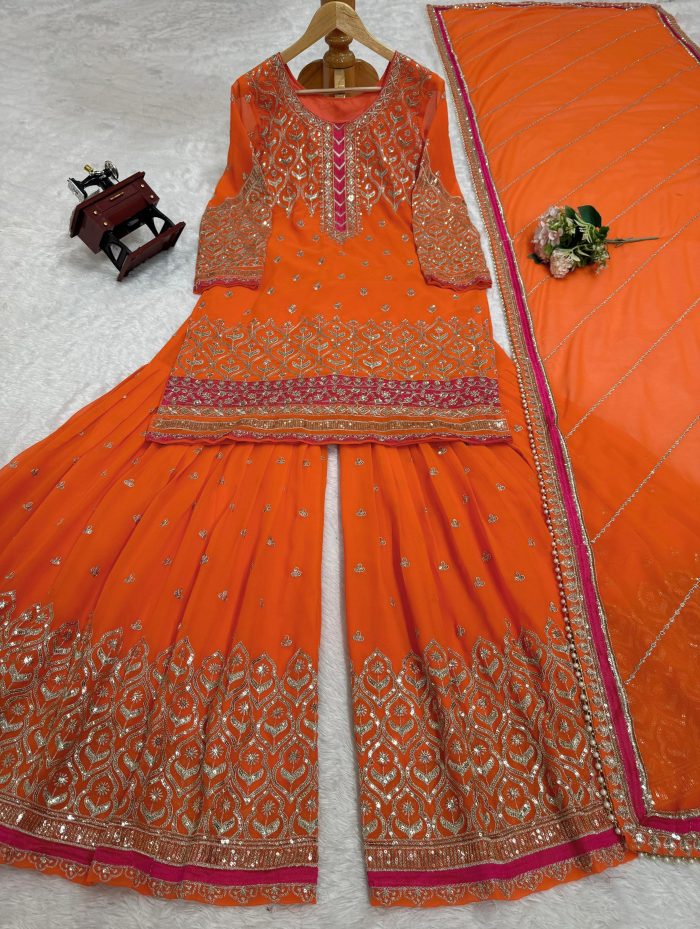 Orange Sharara Set - Image 7