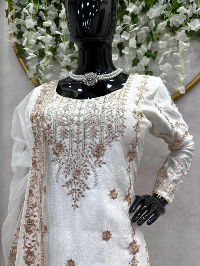 Designer Sharara Set in White - Image 4