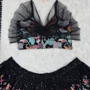 Heavy Embroidered Velvet Lehenga - Image 6