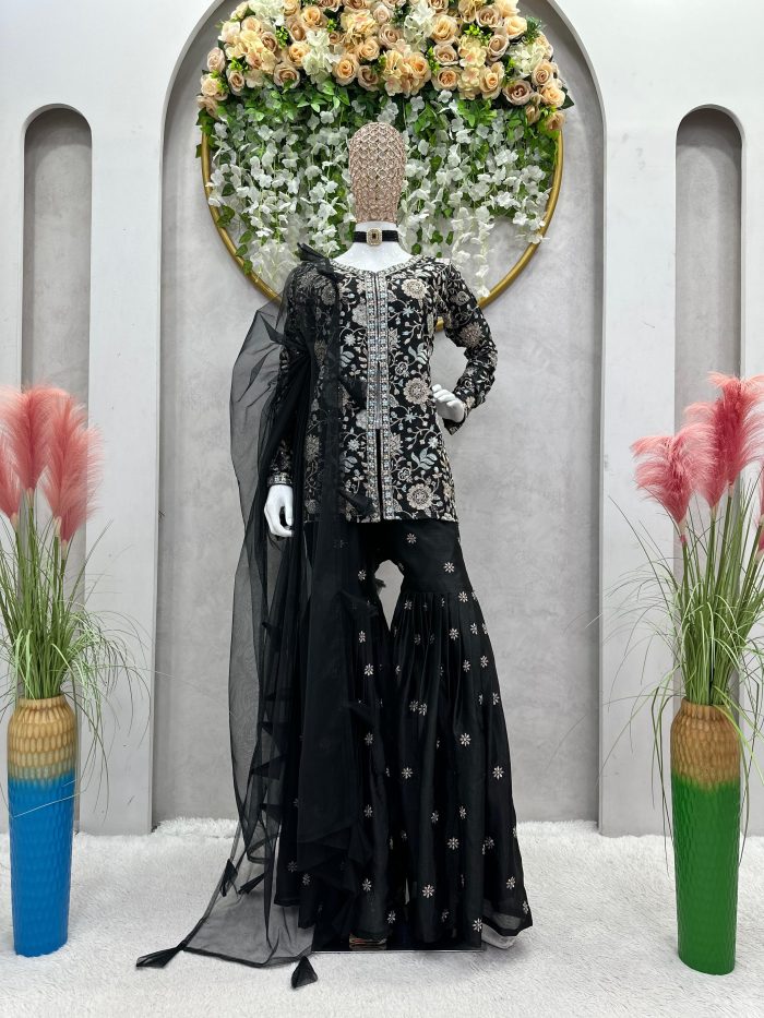 Designer Sharara Set in Black