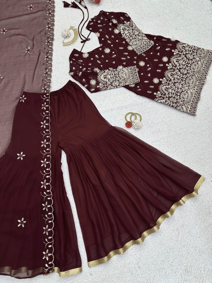 Sequins Work Sharara Set - Image 5
