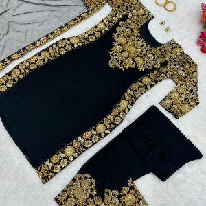 Black Gold Designer Kurta Set - Image 3