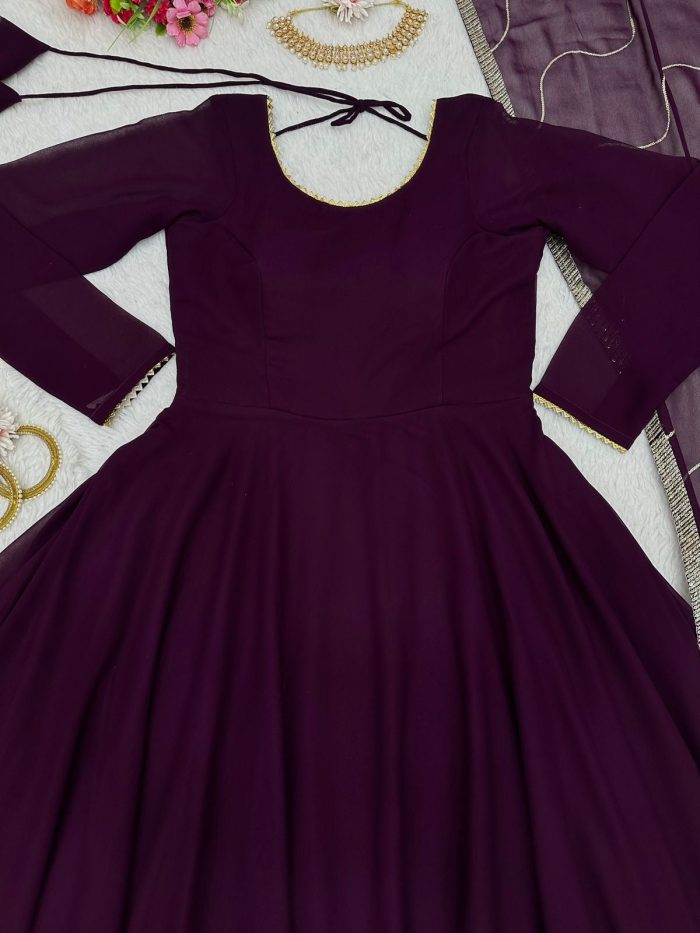 Basic Anarkali Set - Plum - Image 6