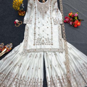 Designer Sharara Set in White - Image 5