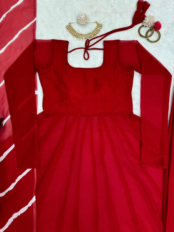 Red Anarkali Set - Image 3