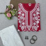 Chain stitch work Rayon Kurta Set