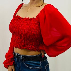 Smocked Top with Balloon Sleeves - Image 5