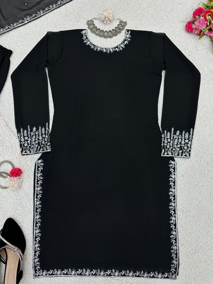 Designer Sharara Set in Black - Image 3