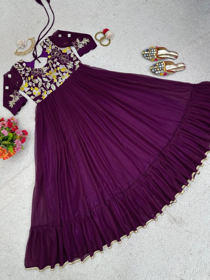 Thread and Sequins Work Anarkali - Image 4