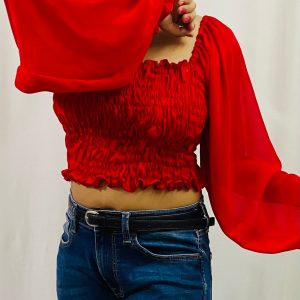 Smocked Top with Balloon Sleeves - Image 3