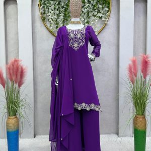 Cutwork Kurta Set with Palazzo and Dupatta - Image 7