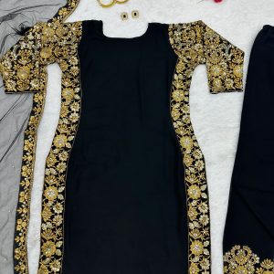 Black Gold Designer Kurta Set - Image 4