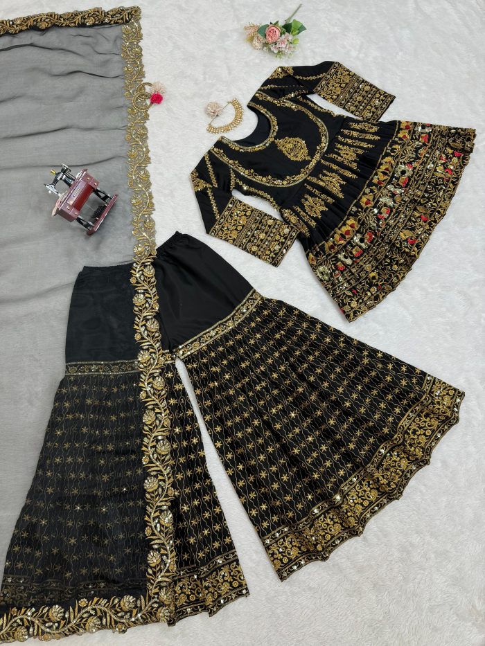 Black Gold Gharara Set - Image 9