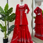 Red Sharara Set