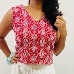 Cotton Schiffli V-Neck Top