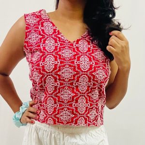 Cotton Schiffli V-Neck Top