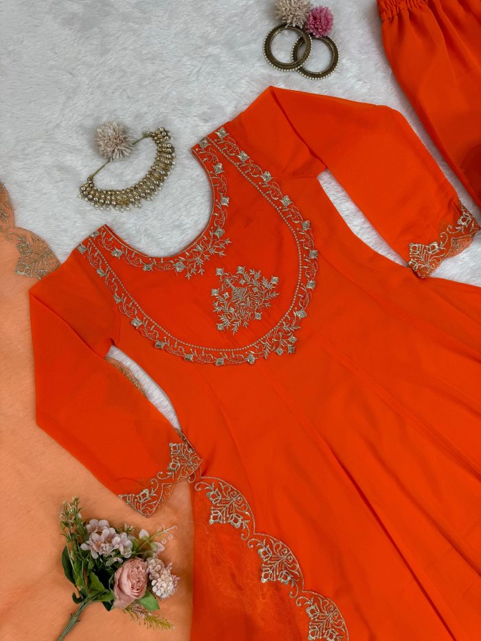 Orange Anarkali Set - Image 10