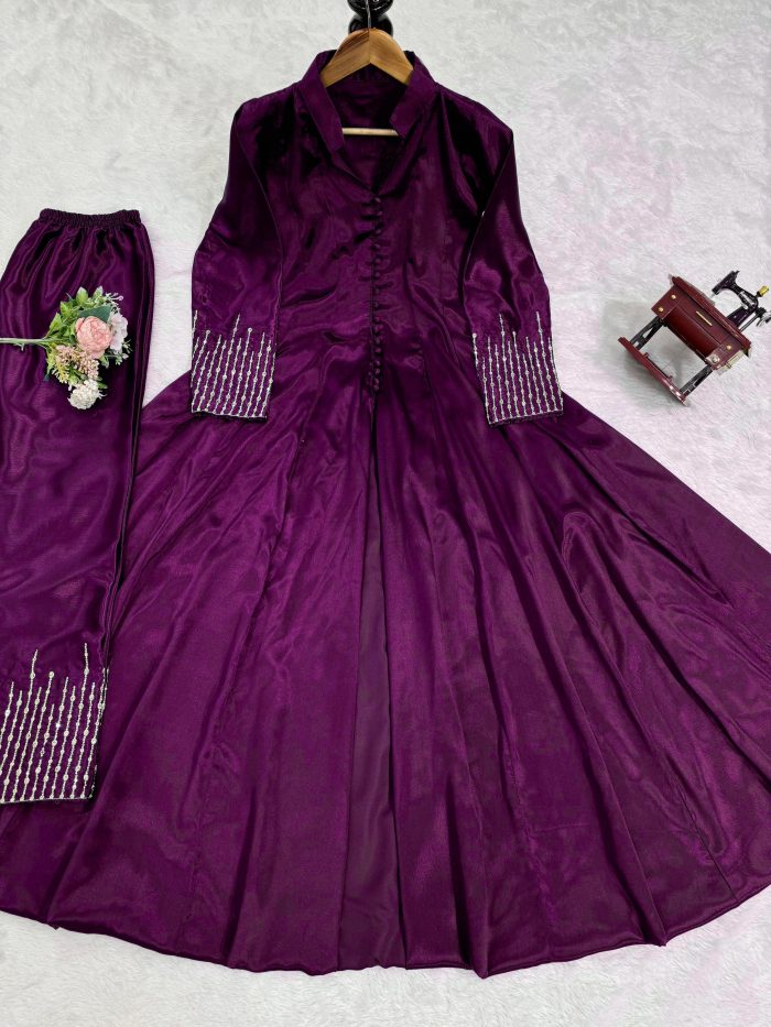 Front Slit Anarkali Pant Set - Image 20