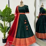 Gorgeous in Green Ethnic Gown with Dupatta