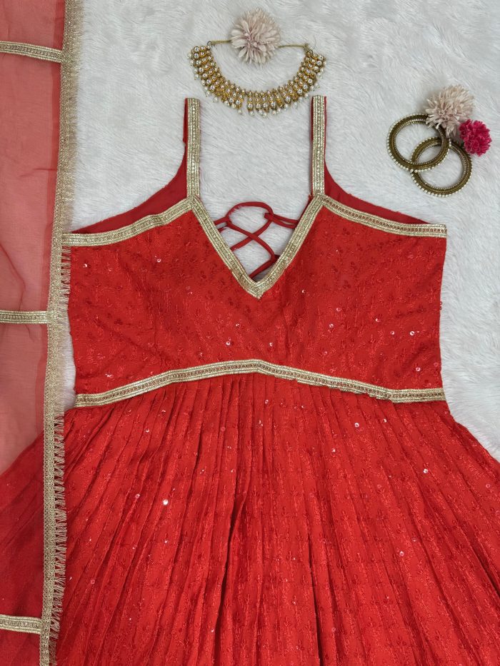 Chikan Work Anarkali Set (Karwachauth Special) - Image 10