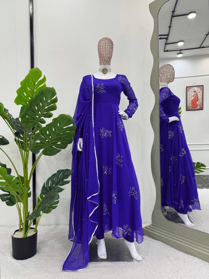 Anarkali Set in Blue - Image 2