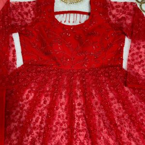 Designer Red Anarkali Set - Image 6