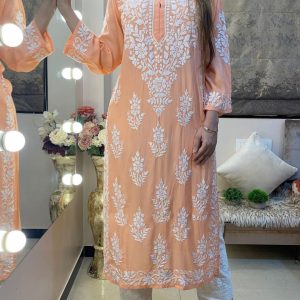 Chainstitch Work Rayon Kurta Set - Image 6