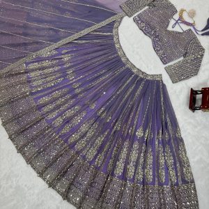 Sequins Embroidered Bridal Lehenga Set - Image 4