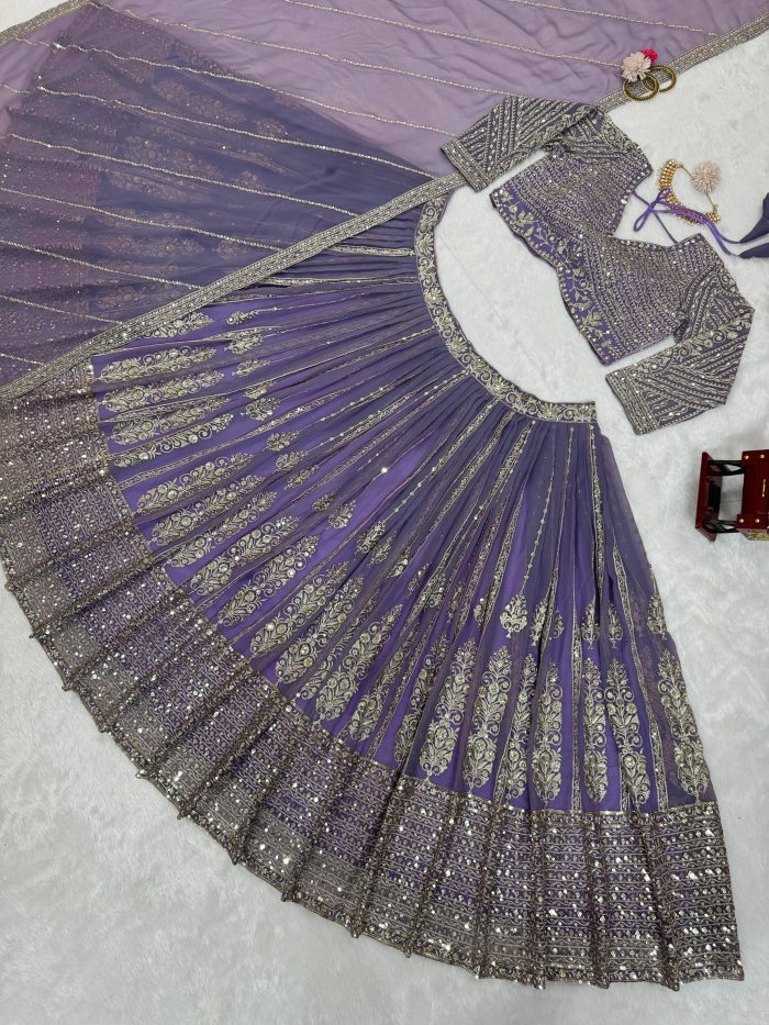 Sequins Embroidered Bridal Lehenga Set - Image 4