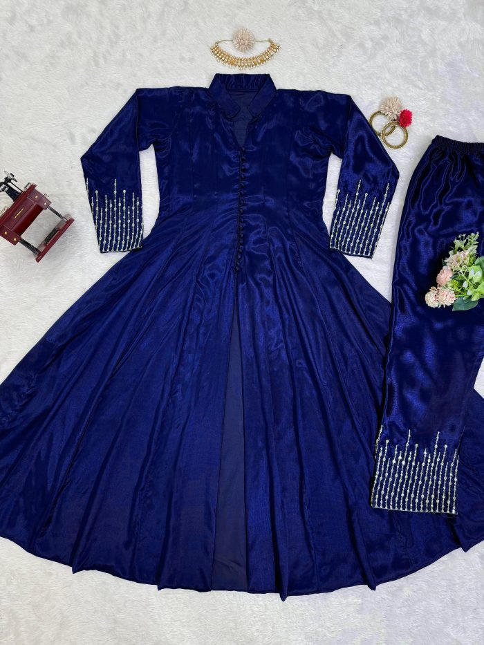 Front Slit Anarkali Pant Set - Image 10