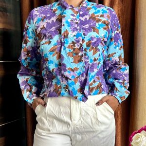Floral Prints Scarf Shirt - Image 5