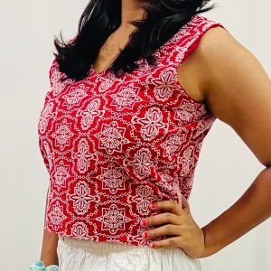 Cotton Schiffli V-Neck Top - Image 5