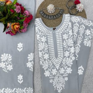 Chain stitch work Rayon Kurta Set - Image 8