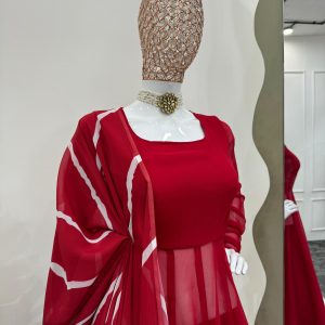 Red Anarkali Set - Image 6