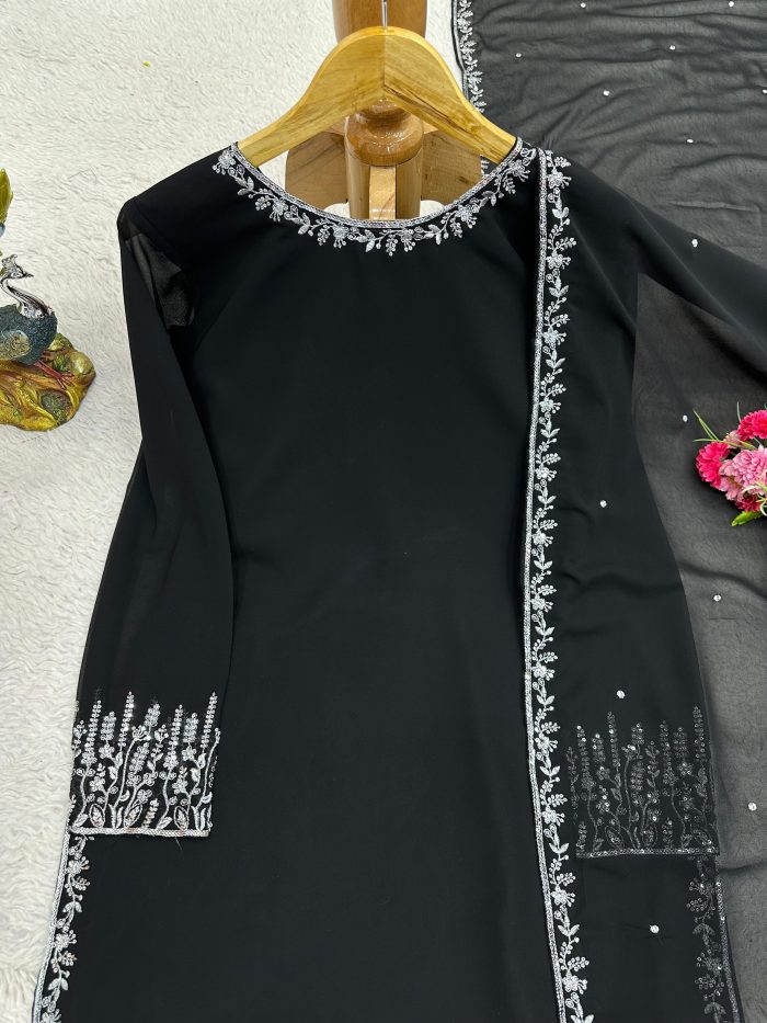 Designer Sharara Set in Black - Image 2